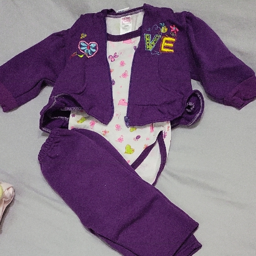Disney Purple Heart & Butterfly 3-Piece Matching Set